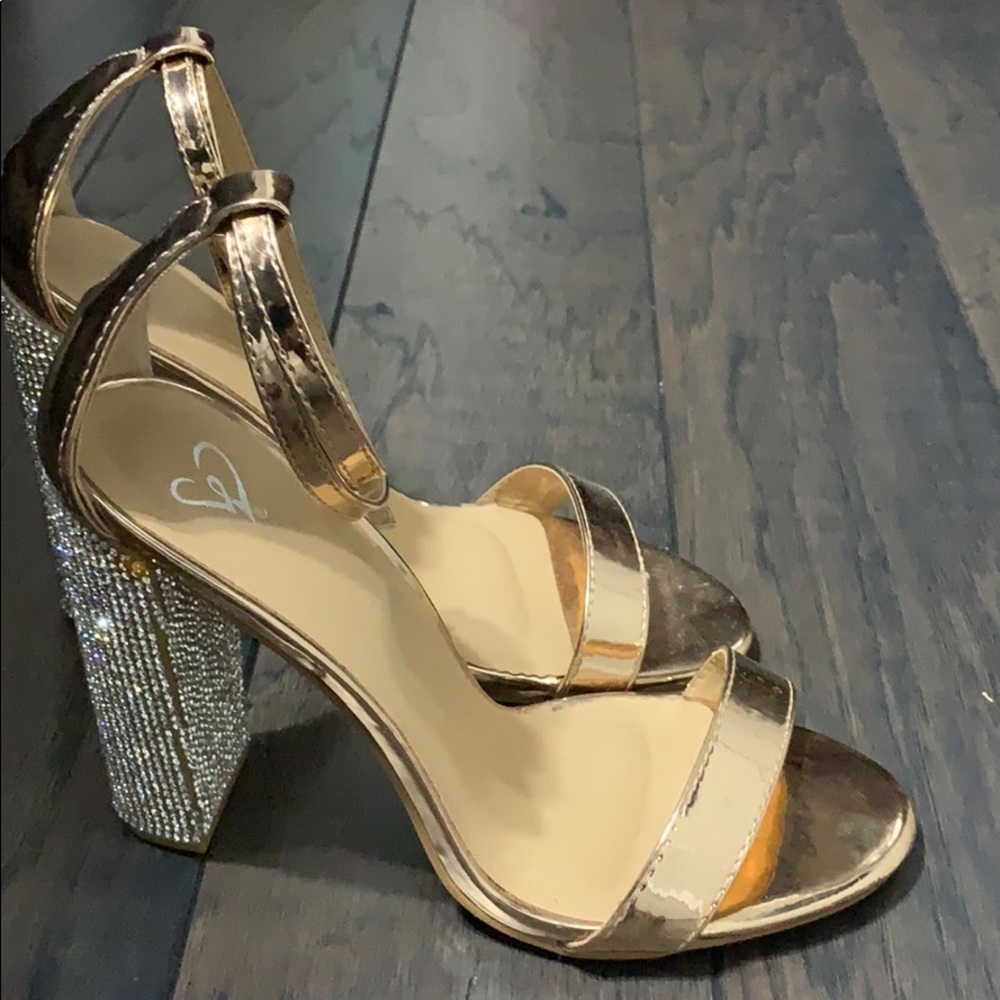 Gold sparkly heels